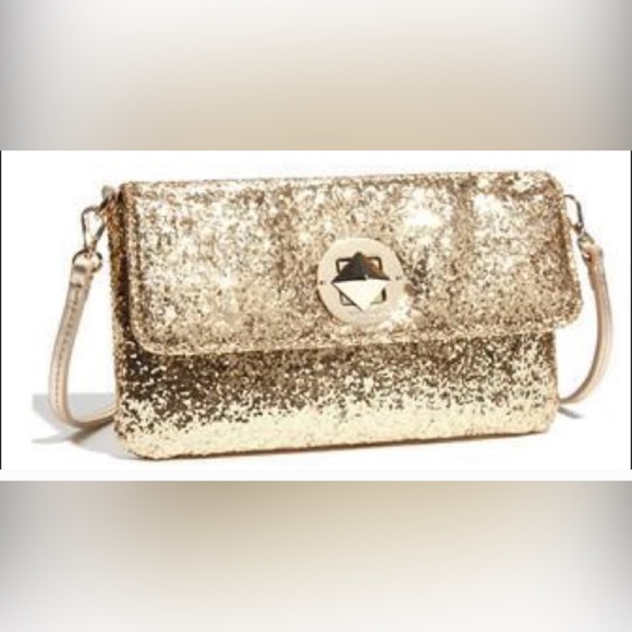 KATE SPADE Gold Sparkler Crossbody/Clutch w/Storybook Lining - Picture 2 of 11